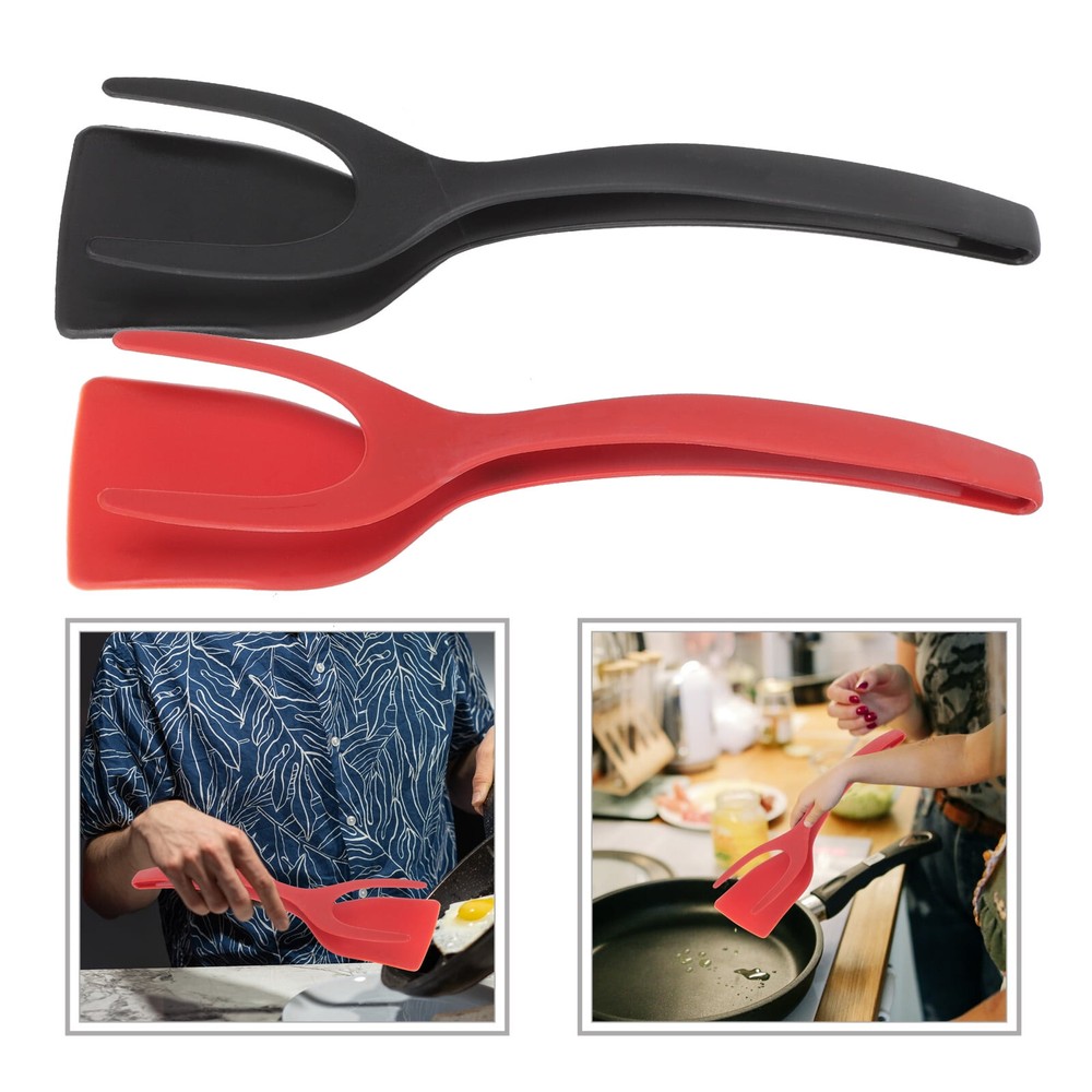2pcs 2in1 Flip Utensils Non Stick Silicone Omelette Kitchen Spatula Cooking Tool