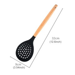 Slotted Spoons Nonstick Skimmer Heat Resistant Frying Strainer Black Unit