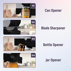 Electric Can Opener – 4 in 1 Under the Cabinet Mounted Medium, Black