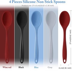 Silicone Cooking Spoons Set 4 Pieces Heat Resistant Non Stick Kitchen Utensils