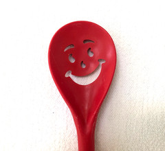 Vtg KOOL AID SPOON~Red Smiley Face Promotional 12″Stirring Mixer Plastic UTENSIL