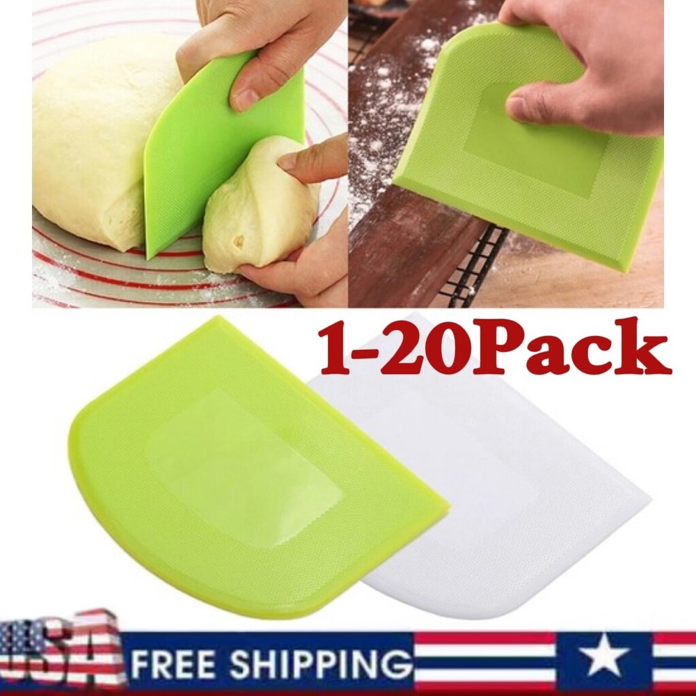 Dough Cutter Dual Sided Flexible Plastic Bowl Scraper for Bread Pizza Pastry