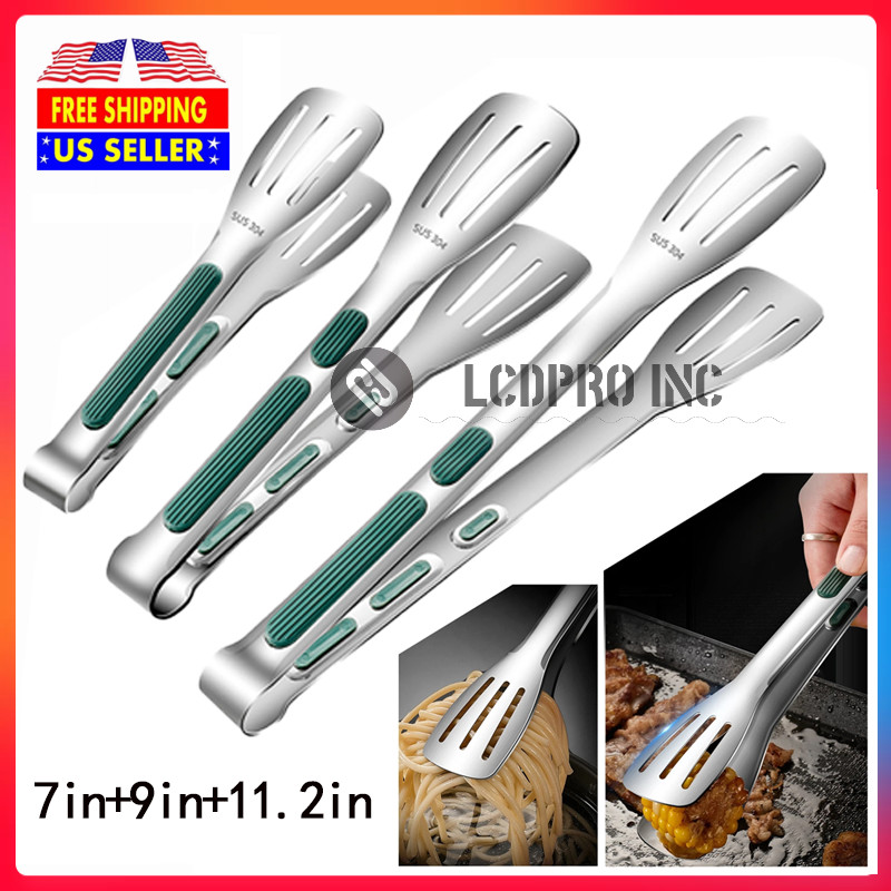 7/9/11.2 IN Stainless Steel Food Clip BBQ Grill Steak Food Clamp Clips Silicone