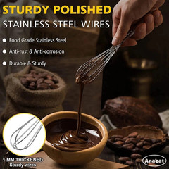 Mini Whisks Set 2pc – 5in & 7in Small Stainless Steel Wire Whisks for Mixing