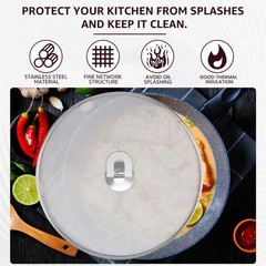 3PCS Stainless Steel Splatter Screen 9.8 11.4 13 Inch Fine Mesh Frying Pan