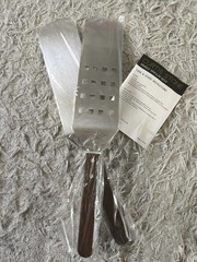 Curtis Stone Griddle Spatulas Set of 2 Stainless Steel w/ Bamboo Handles