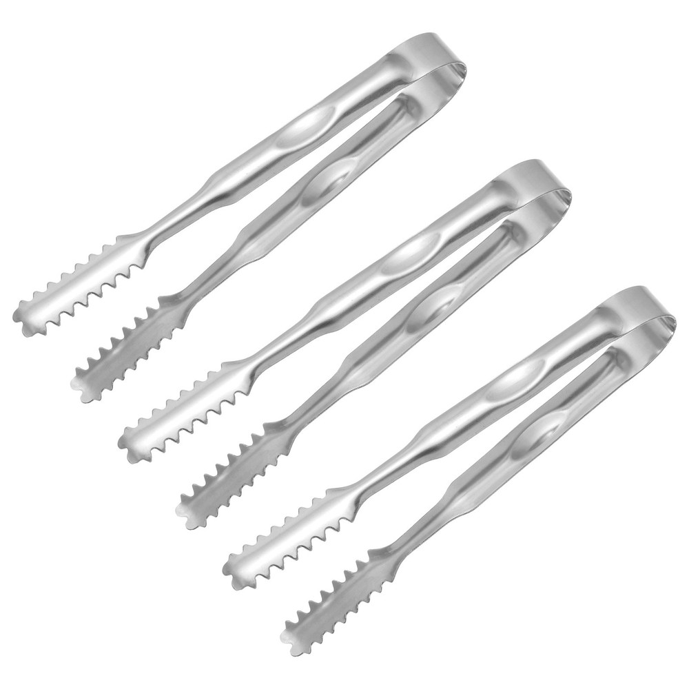3pcs Serving Tongs 6 Inch Stainless Steel Ice Tongs Tiny Tongs Silver