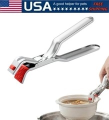 Silicone Handle Hot Dish Lifter Stainless Steel Bowl Gripper Kitchen Accessory