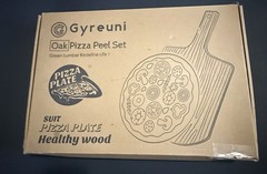 Gyreuni Oak Pizza Set, Stone, Rocker Cutter, Rack, Peel Pizza Paper @hS