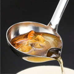 Stainless Steel Colander Soup Spoon Gravy Filter Oil Fat Separator Kitchen Ladle