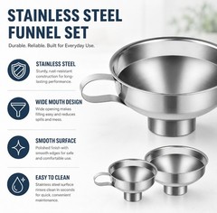 2-Piece Stainless Steel Canning Funnel Set for Mason Jars – Wide Mouth Funnel