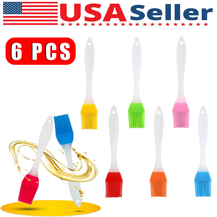 6Pcs Silicone Basting Pastry Barbecue oil Brush for BBQ Basting Kitchen Party US