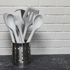 Premium Silicone Cooking Ladle, 11.25 inch, Gray