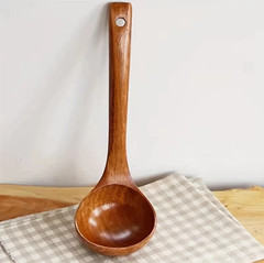 1pc Solid Wooden Cooking Spoon Non-Stick Kitchen Soup Ladle For Kitchen – NEW
