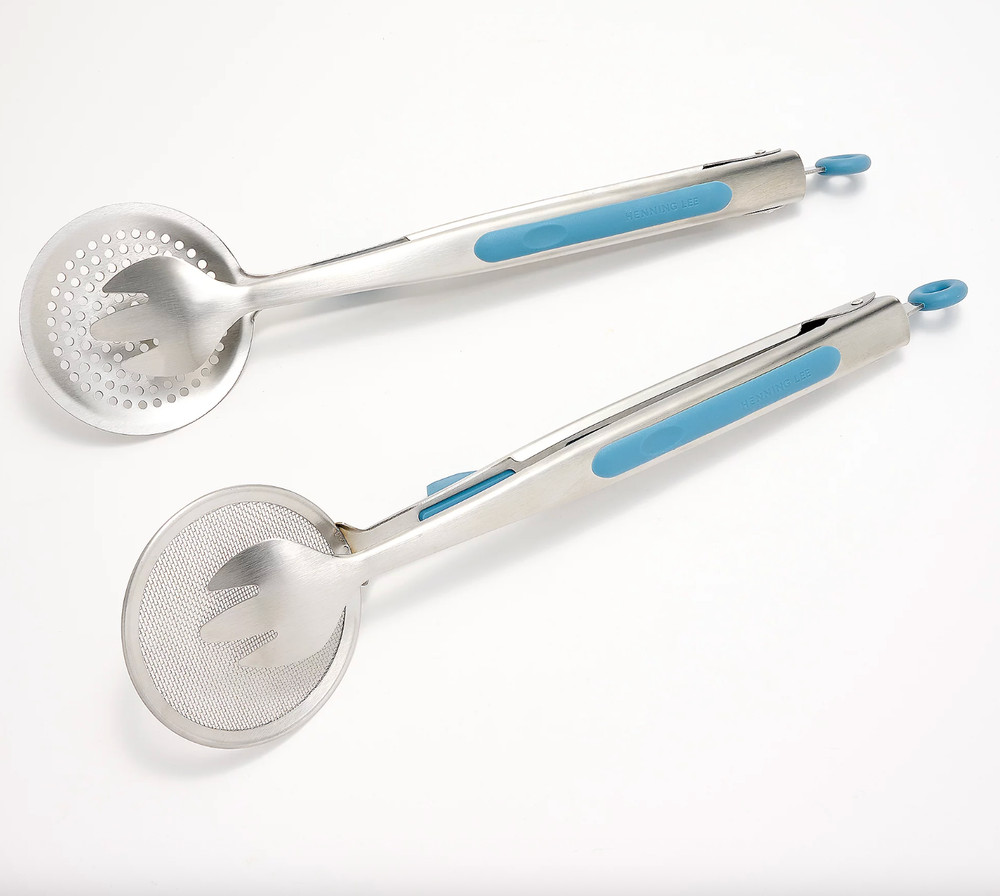 Henning Lee Set of 2 Multi Use Strainer Tongs
