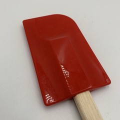 LE Creuset Red Silicone Spatula Scraper Wood Handle