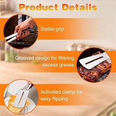 Stainless Steel Steak Clamp Food Clip Tongs Bread Meat BBQ Kitchen Cooking Tool