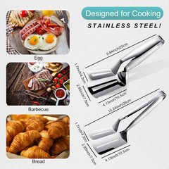 2 Pcs Kitchens Tong Cooking Steak Clamps 10 Inch and 12 Inch Stainless Steel Mul