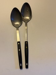 Vintage Household & Unbranded Stainless Steel Serving Spoons Black Handle USA