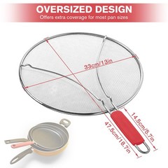 PLACHIDAY Splatter Screen for Frying Pan & Food Strainer,13 Inch Stainless St…