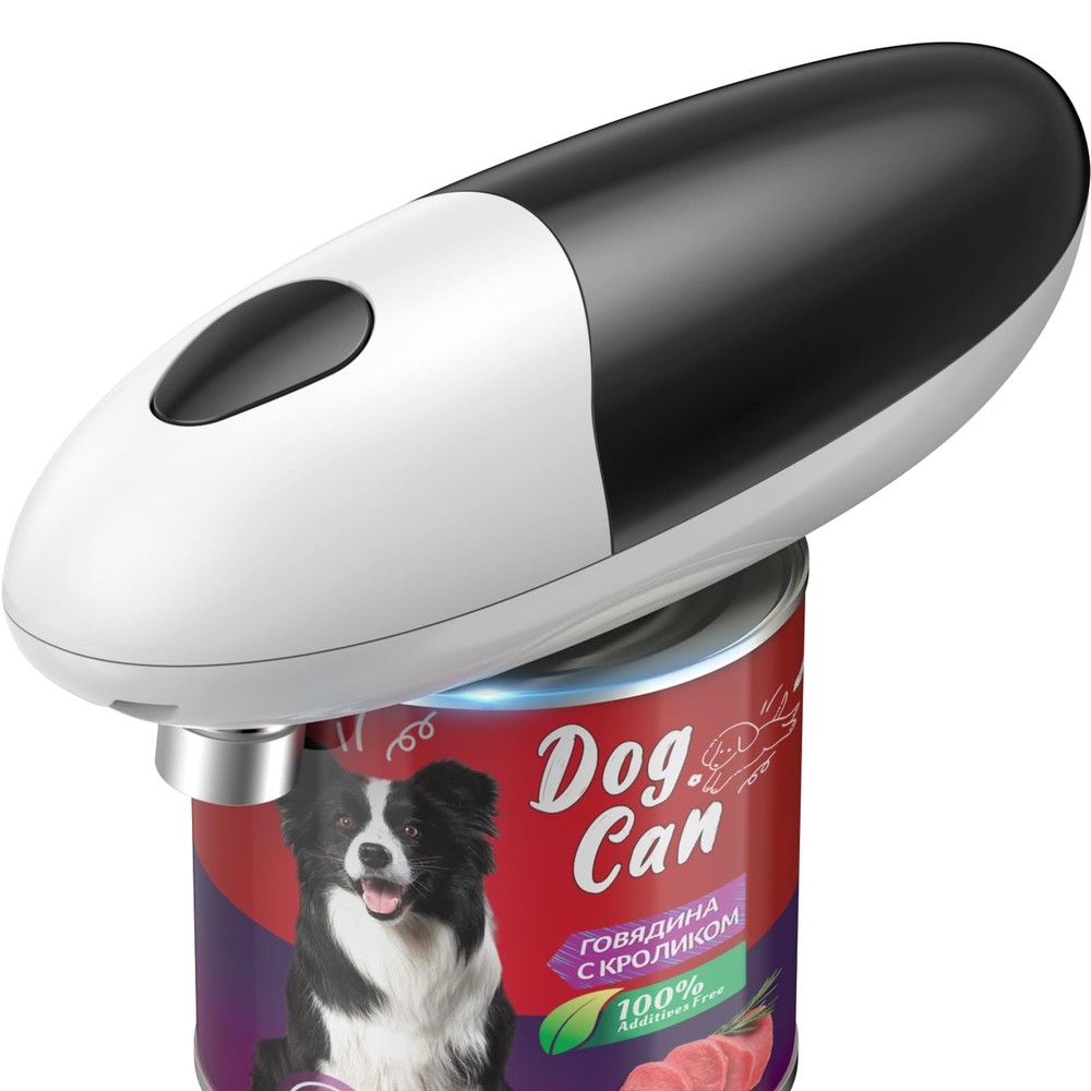 Electric Can Opener, One Press Start/Stop, Automatic portable, Black/White