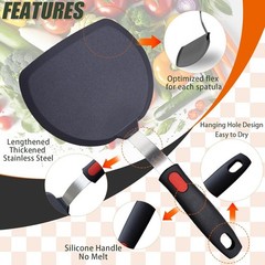 3-Pack Large Silicone Spatula Turners for Nonstick Cookware | 600°F heat resi…
