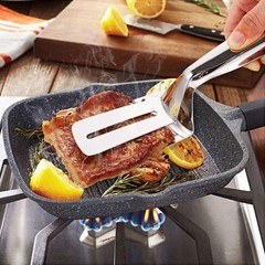 Kitchen Stainless Steel Steak Clamp Food Clip Tongs Bread Meat BBQ Cooking Tool