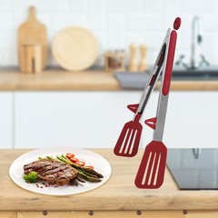 Kitchen Tongs for Cooking Stainless Steel Tongs with Stands Silicone Tip 12″