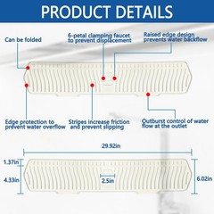 30 Inch Sink Splash Guard Silicone Sink Mat for Kitchen Faucet Bathroom