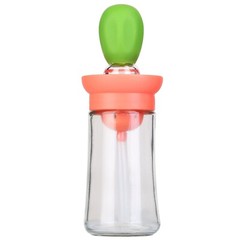 2 In 1 Cooking Oil Dispenser Bottle BBQ Glass Olive with Silicone Brush Dropper