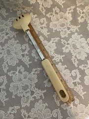 2 Vintage Ekco-Like Unbranded Nylon Slotted Spoon Serving Cooking 11.5” Blue Whi