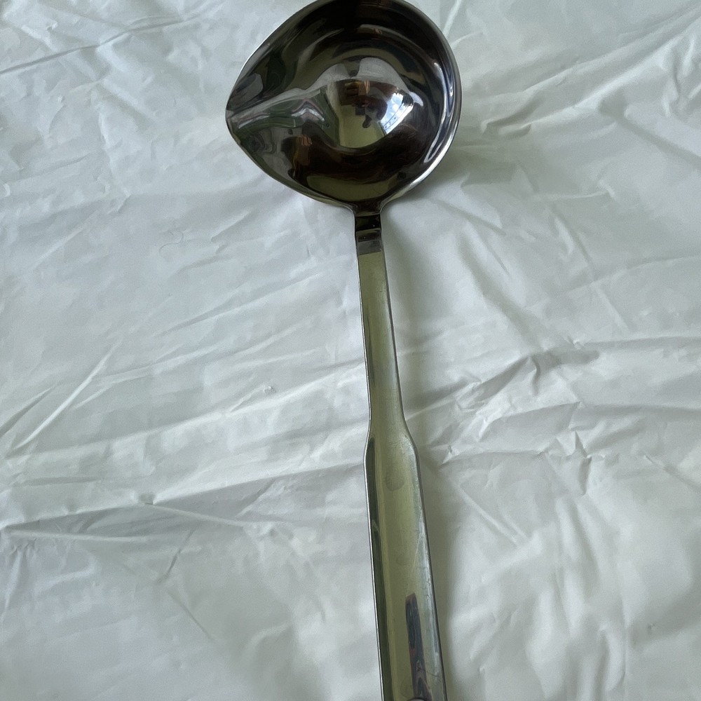Silver Metal Serving Soup Ladle Solid Handle Kitchen Tool With Hanging Loop