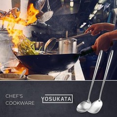 YOSUKATA 17’’ Wok Spatula and Ladle – Set of 2 Stainless Steel 2 pcs, Silver