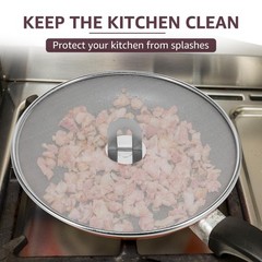 3PCS Stainless Steel Splatter Screen 9.8 11.4 13 Inch Fine Mesh Frying Pan