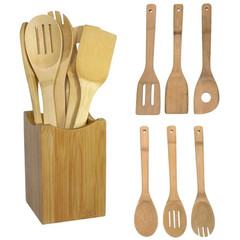 6pcs Bamboo Kitchen Utensil Set – Wooden Spoon & Spatula Cooking Tools – NEW