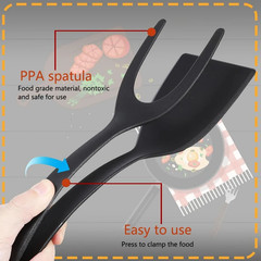 1pcs 2-in-1 Grip & Flip Spatula Tongs – Non-Stick Nylon Egg, Pancake&Fish Turner