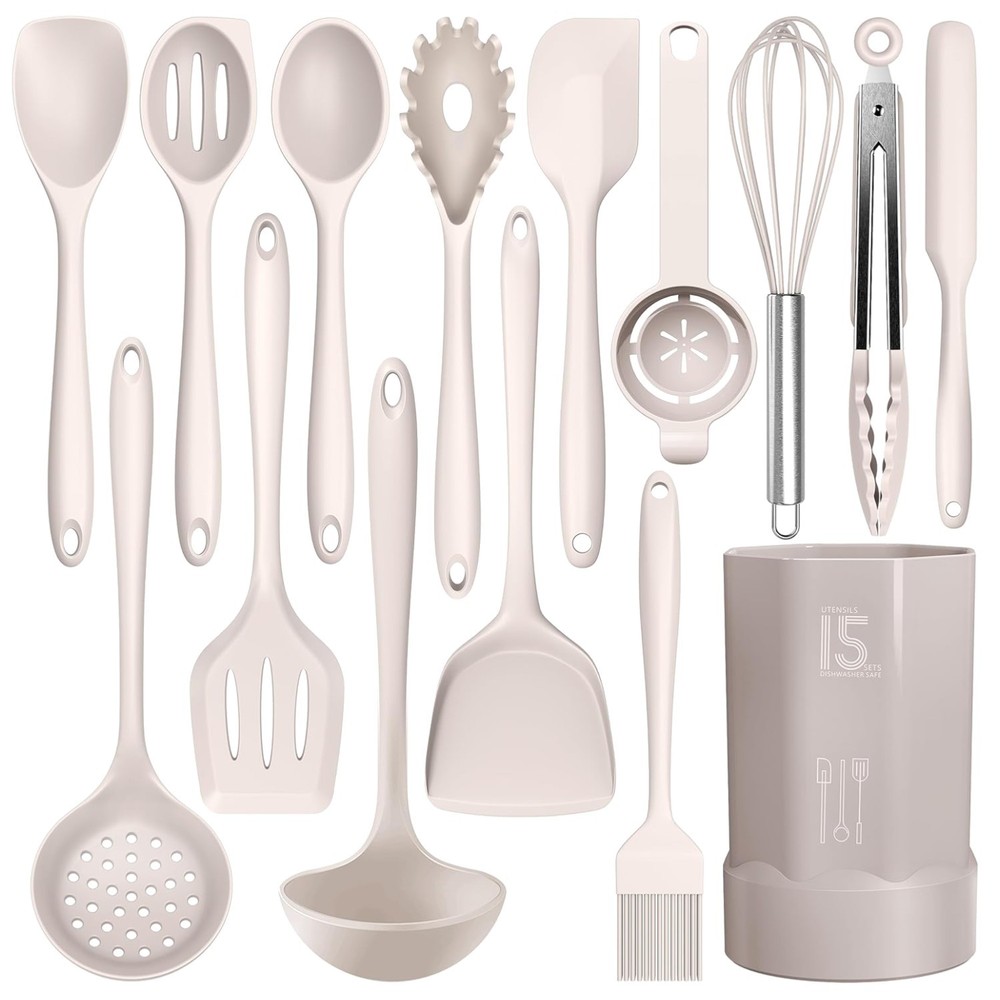 Silicone Cooking Utensils Set Heat Resistant 446°F Kitchen Tools BPA Free Dis…