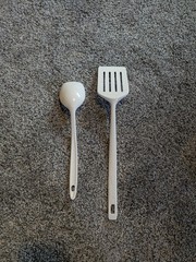 Lot of 2 Melamine utensils Copco White 2530-23 Spatula and Ware China 808 Spoon