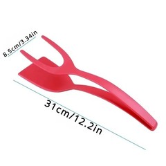 2 in 1 Egg Flipper Spatula Tongs Set Grip & Flip Spatula Tong Non-Stick NEW