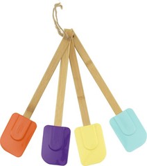 Bamboo Handle Silicone Spatulas Set of 4 W/ Non-Stick Dishwasher Safe