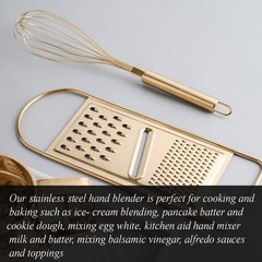 HAND MIXER STAINLESS STEEL EGG WHISK GOLD COLOR ECOFRIENDLY MANUAL EGG BEATER MI