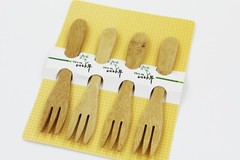 4 Pieces Bamboo Utensil Dessert Wooden Forks Bamboo Forks (USA seller)