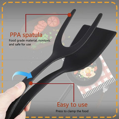 1pc 2-in-1 Grip & Flip Spatula Tongs: Non-Stick Nylon Egg Pancake Turner – NEW