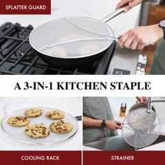 Splatter screen for frying pan – 13″ stainless steel grease splatter guard