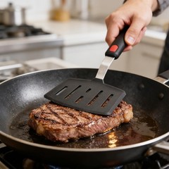 Silicone Wide Slotted Spatula Non-Stick Egg Pancake Turner Heat Resistant Black