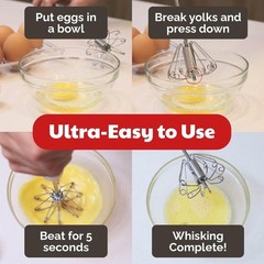 Batidor de huevos acero inoxidable Batidor semiautomatico facil usar con cierre