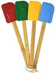 Bamboo Handle Silicone Spatulas Set of 4 W/ Non-Stick Dishwasher Safe