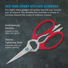 Messermeister 8-Inch Take-Apart Kitchen Scissors, Red – Includes Screwdriver, Nu