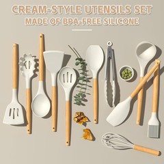 Kitchen Cooking Utensils Set, 33 pcs Non-stick Silicone Cooking Kitchen Utens…