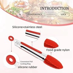 Silicone Kitchen Tongs with Stainless Steel Handle – (USA)